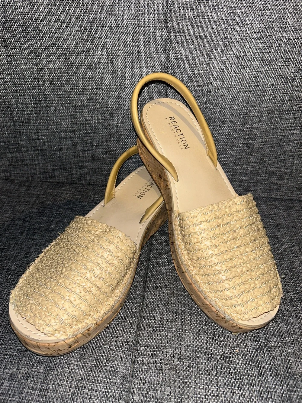 Reaction Kenneth Cole Natural Beige Woven Slingback Espadrilles